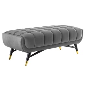 modway adept 47.5" performance velvet bench in gray, 47.5 inches