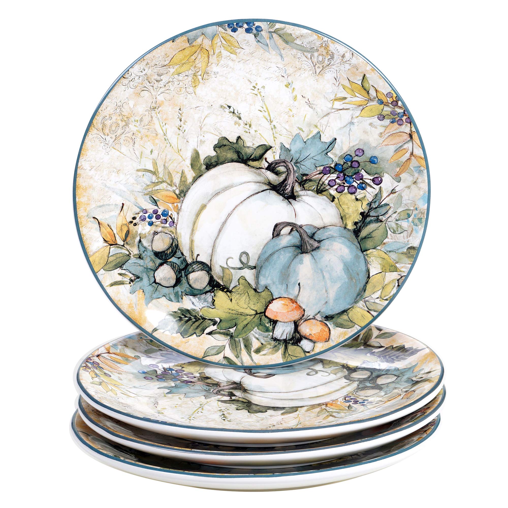 Certified International Harvest Gatherings 9" Salad/Dessert Plates, Multicolor, Medium, Set of 4