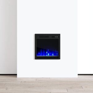 20" electric fireplace wall recessed heater, 1500w/5100btu (black)