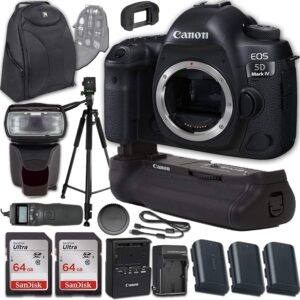 canon eos 5d mark iv dslr camera (body only) bundle with canon bg-e20 battery grip + premium accessory kit (renewed)