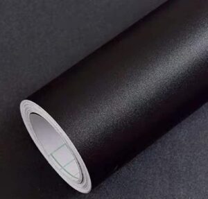 yancorp matte black wallpaper plain vinyl film self-adhesive shelf liner drawer peel-stick desktop removable (16"x78.7", black)…