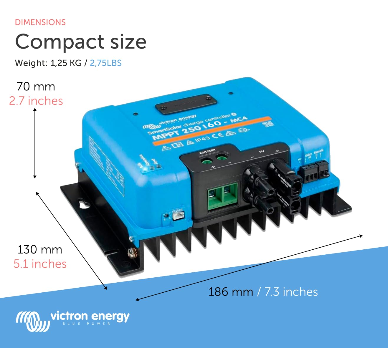 Victron Energy SmartSolar MPPT MC4 250V 60 amp 12/24/36/48-Volt Solar Charge Controller (Bluetooth)