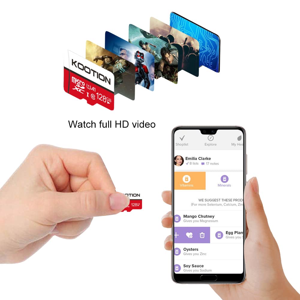 KOOTION 2-Pack 128GB Micro SD Card Class 10 Micro SDXC Card 128GB UHS-1 Memory Card Ultra High Speed TF Card, C10, U1, 128 GB