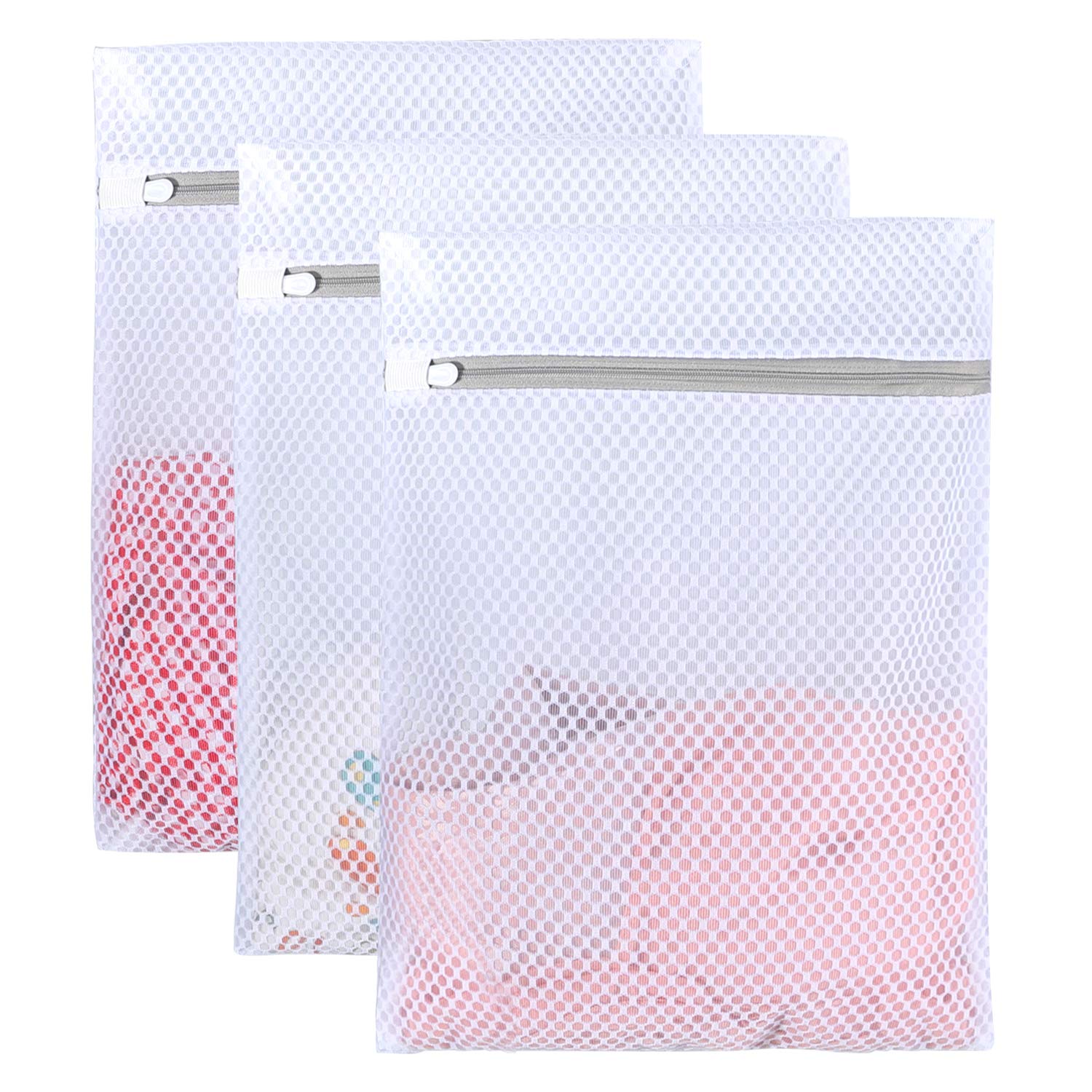 Mesh Laundry Bag - 3 Pack Durable and Reusable Wash Bag Travel Organization Bag for Garment, Bath Towels, Bed Sheet (11Inch x 16Inch) by YMHB