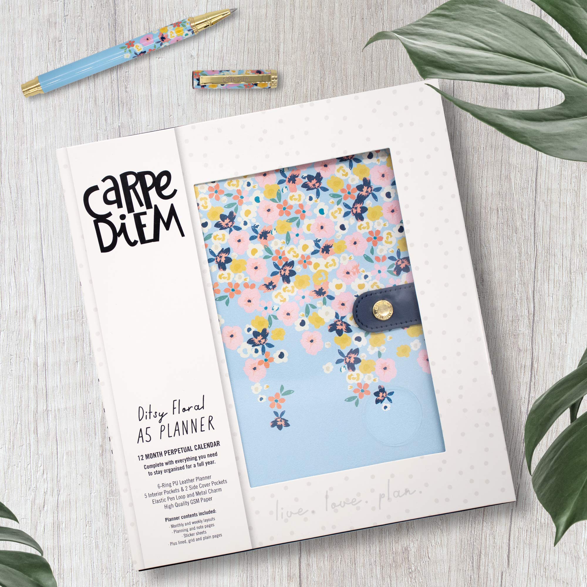 Pukka Pad, Carpe Diem A5 Planner with Weekly, Monthly Undated Inserts, 10 X 9.5 X 2 Inches, Disty Floral