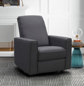 abbyson living hampton swivel glider nursery recliner - upholstered, fully padded, reclining rocking chair, grey