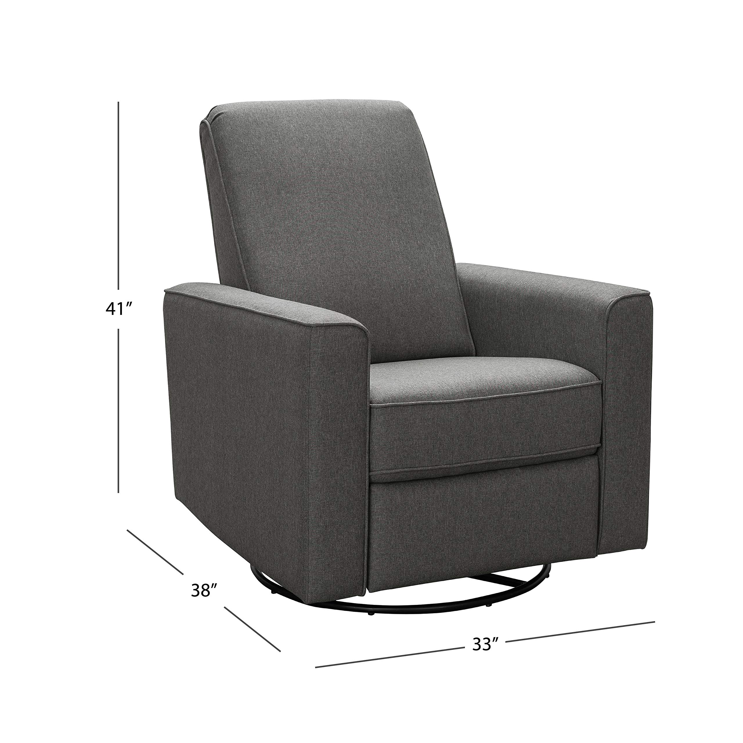 Abbyson Living Hampton Swivel Glider Nursery Recliner - Upholstered, Fully Padded, Reclining Rocking Chair, Grey