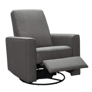 Abbyson Living Hampton Swivel Glider Nursery Recliner - Upholstered, Fully Padded, Reclining Rocking Chair, Grey