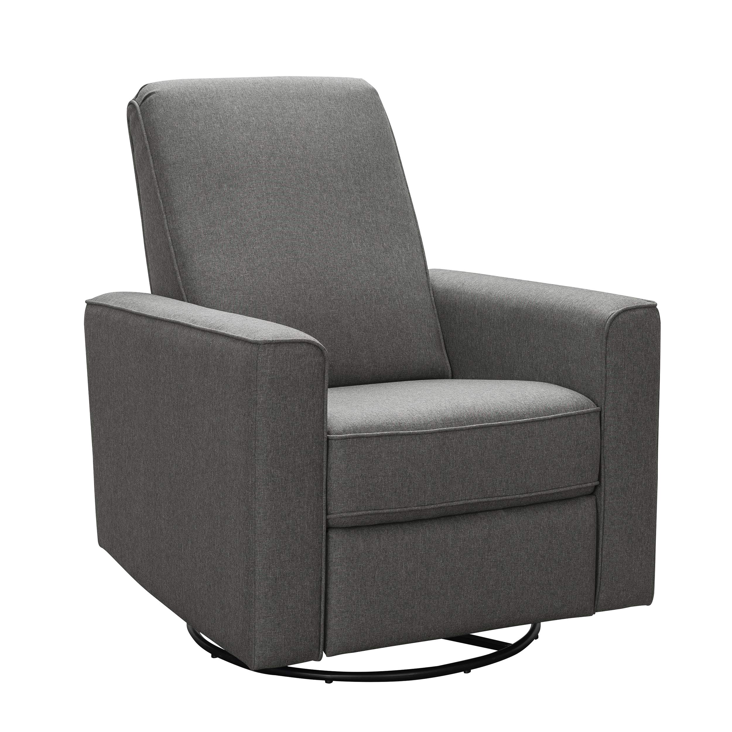 Abbyson Living Hampton Swivel Glider Nursery Recliner - Upholstered, Fully Padded, Reclining Rocking Chair, Grey