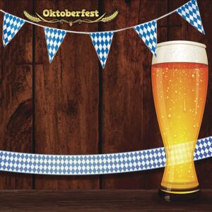 131 Feet Oktoberfest Bavarian Banner Flag- 4 Packs Oktoberfest Bavarian Blue White Pennant Banner for German Oktoberfest Themed Party Decorations