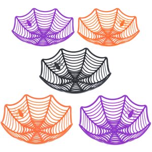 joyin 5 halloween spider web plastic basket bowls for halloween trick or treat hand grabbing candy holder bowls, truck or treat spider web party supplies decoration