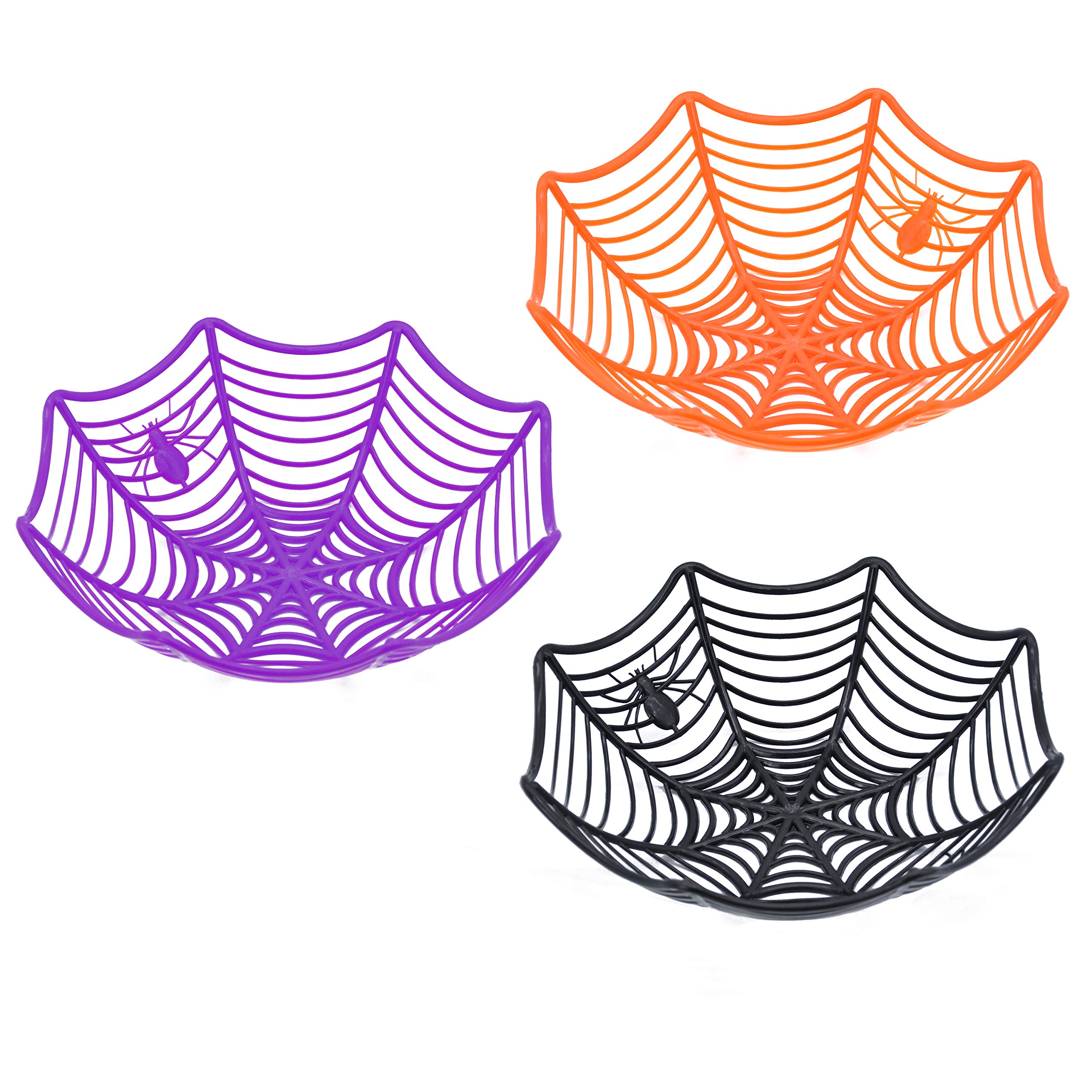 JOYIN 5 Halloween Spider Web Plastic Basket Bowls for Halloween Trick or Treat Hand Grabbing Candy Holder Bowls, Truck or Treat Spider Web Party Supplies Decoration