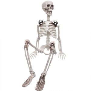 xonor 3ft/90cm halloween full body skeleton props realistic human bones with movable joints for halloween party decoration (old bone color)