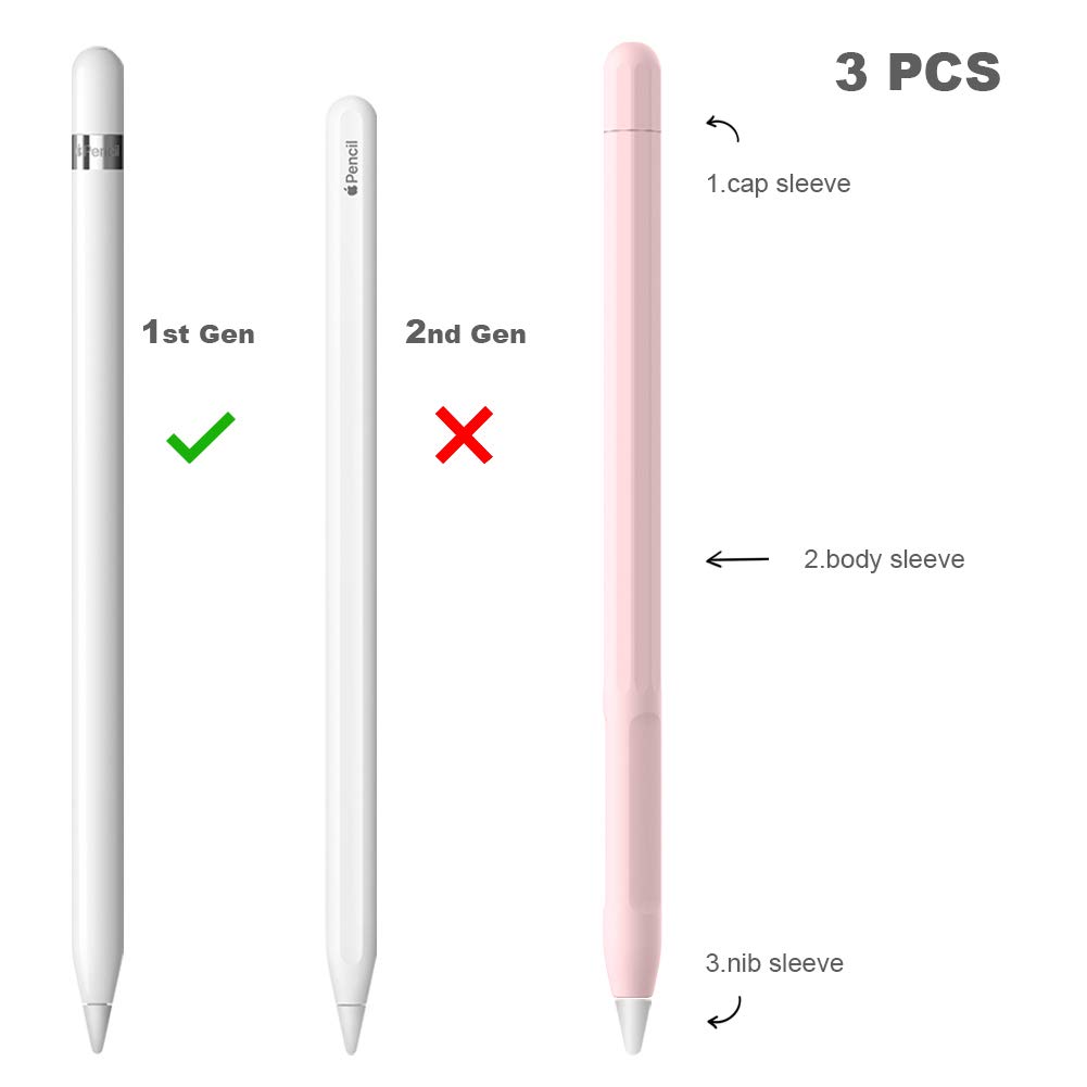 YINVA Case for Apple Pencil Apple Pencil Accessories Grip Holder for Apple Pencil 1st Generation Cover Sleeve for Apple Pencil with Protective Nib Cover for iPad Pencil(Pink)