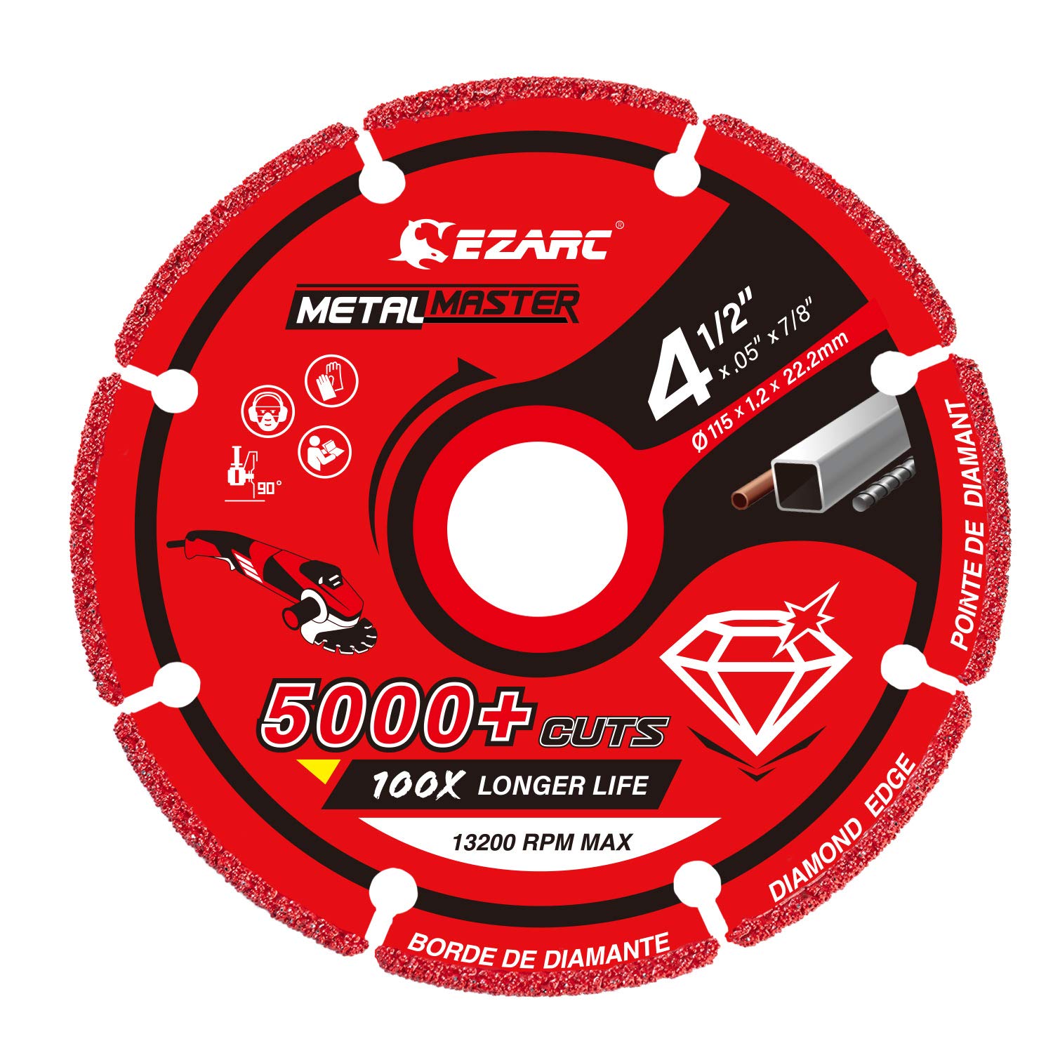 EZARC 4 1/2 Cut Off Wheels, Carbide Cutting Wheel, Angle Grinder Cutting Disc on Wood & Nails, Plaster, Plastics, 1Pack