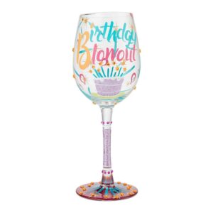 enesco designs by lolita birthday blowout hand-painted artisan wine glass, 1 count (pack of 1), multicolor