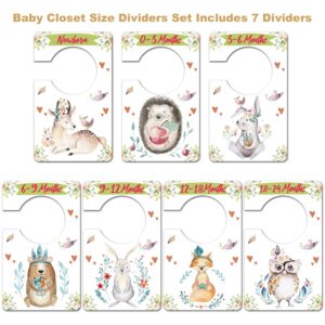 Baby Closet Size Dividers, Woodland Animal Clothes Organizer, Baby Closet Dividers from Newborn Infant to 24 Months, Baby Shower Set for Boys and Girls, 7 Pack.