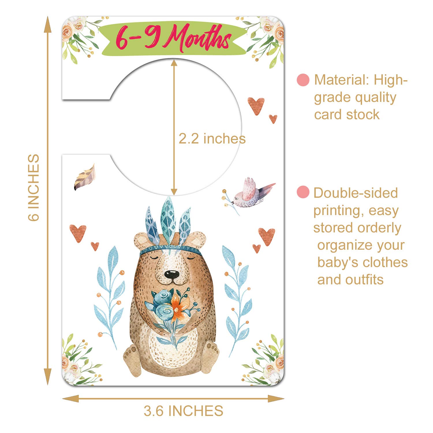 Baby Closet Size Dividers, Woodland Animal Clothes Organizer, Baby Closet Dividers from Newborn Infant to 24 Months, Baby Shower Set for Boys and Girls, 7 Pack.