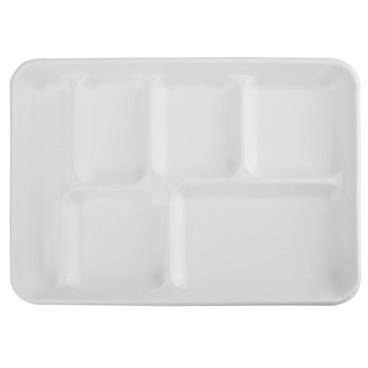 Bekith 60 Pack 6-Compartment Disposable Paper Plate, 100% Compostable Bagasse School Lunch Tray, Heavy-Duty Sectional Plates Eco-Friendly Made of Sugar Cane Fibers