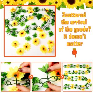 33 Pieces Sunflower Party Supplies, Sunflower Happy Birthday Banner, Big Cake Topper, Yellow Sunflower Cupcake Topper, Sunflower Garland, Tissue Paper Fans, Paper Pom Poms, Colorful Balloon for Party