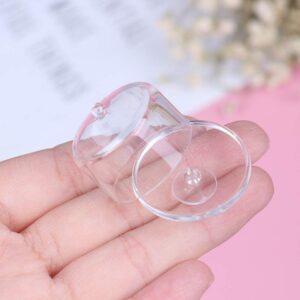 Mini Cake Stand Cupcake Display Plate Candy Holders with Dome Cover, 1/12 Scale Clear Cake Stand Serving Tray with Lids Tableware for Dollhouse Decoration-2pcs