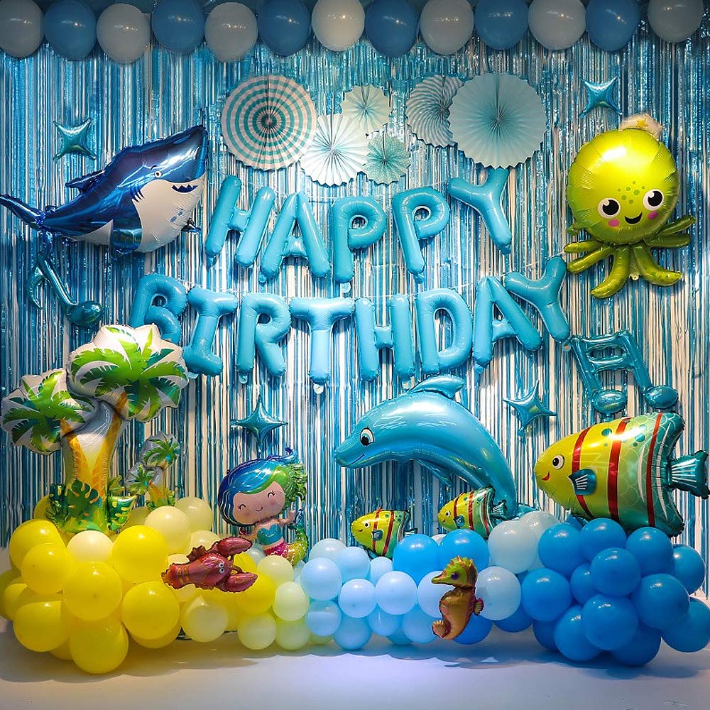 Under the Sea Party Decorations - Ocean Birhday Party Decorations Baby Shark Birthday Decorations Ocean Themed Under the Sea Balloon Arch for Baby Shower