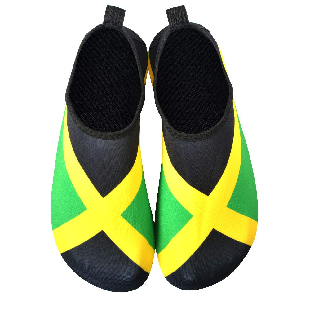 Water Shoes for Women and Men Quick-Dry Swim Beach Shoes for Outdoor Surfing Yoga Exercise Jamaica Flag Caribbean Reggae Rasta (Jamaica, 8.5)