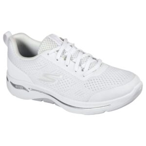 Skechers Women's Performance GO Walk Arch FIT-Motion Breeze Sneaker, White/Silver, 8