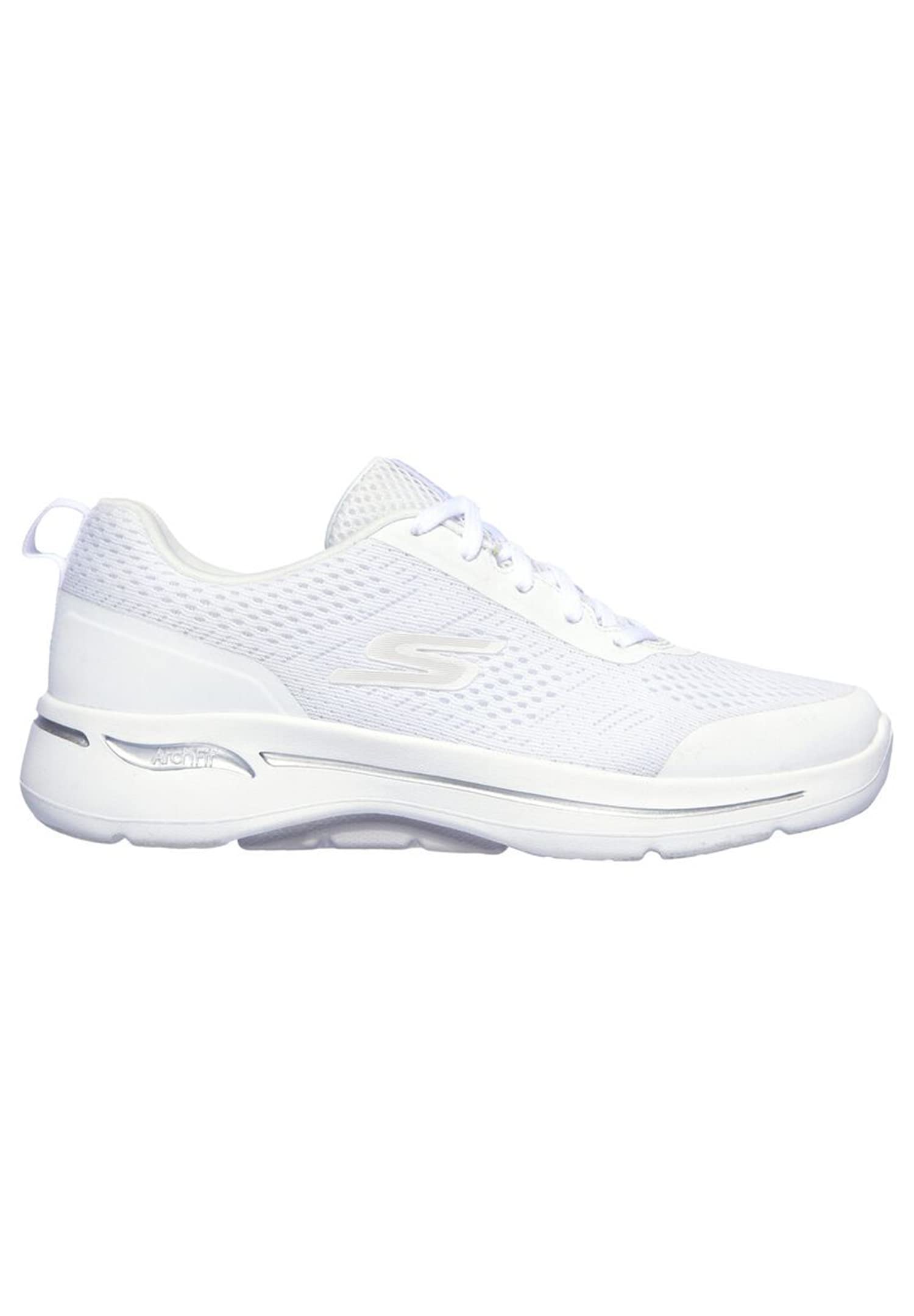 Skechers Women's Performance GO Walk Arch FIT-Motion Breeze Sneaker, White/Silver, 8