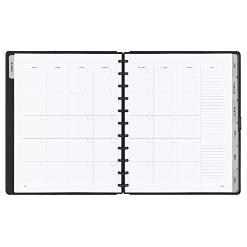 TUL® Discbound Monthly Planner Starter Set, Undated, Letter Size, Leather Cover, Black