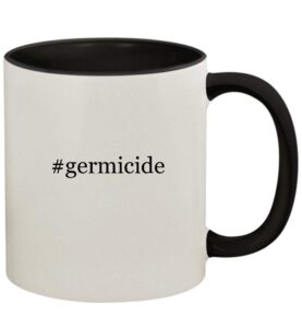 knick knack gifts #germicide - 11oz ceramic colored handle and inside coffee mug cup, black