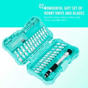 FantastiCAR 29pcs Craft Knife, Precision Cutter Hobby Knife Blades Set for Art Work, Scrapbooking, Stencil, Architecture Modeling, Wood Leather Working (Aqua Blue)