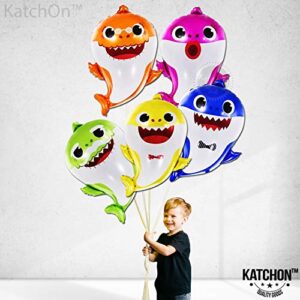 KatchOn, Baby Shark Balloons Set - Big, 25 Inch, Pack of 5 | Baby Shark Foil Balloons for Baby Shark Birthday Decorations | Under The Sea Party Decorations | 1st Baby Shark Birthday Party Supplies