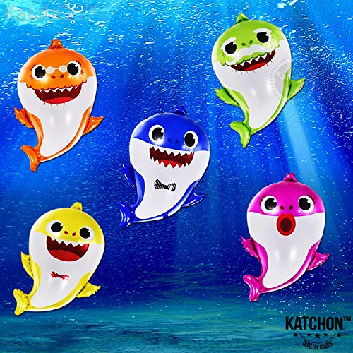 KatchOn, Baby Shark Balloons Set - Big, 25 Inch, Pack of 5 | Baby Shark Foil Balloons for Baby Shark Birthday Decorations | Under The Sea Party Decorations | 1st Baby Shark Birthday Party Supplies