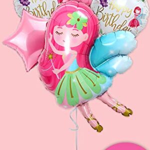 Fairy Princess Party Decorations Balloons for Birthday Party | Perfect Floral Wonderland Fairies Themed Mylar Foil Helium Balloon Decor | Magical Fairy Tale Balloon Set for Girls in Pink & White