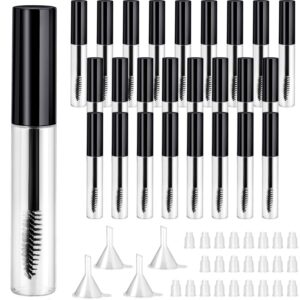25 pieces 10 ml empty mascara tubes wand empty eyelash bottle clear refillable mascara container with 4 pieces funnels transfer pipettes for castor oil and diy cosmetics
