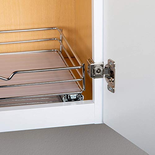 Pull Out Cabinet Organizer for Spices, Cans - Heavy Duty with Lifetime Limited Warranty - Pull Out Spice Rack- Chrome 12-3/8"Wx 10-1/2"D x 2-3/4” H Cabinet Pull Out Shelf for Cans, Dishes, Etc.