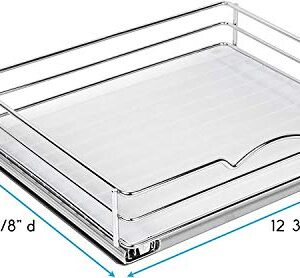 Pull Out Cabinet Organizer for Spices, Cans - Heavy Duty with Lifetime Limited Warranty - Pull Out Spice Rack- Chrome 12-3/8"Wx 10-1/2"D x 2-3/4” H Cabinet Pull Out Shelf for Cans, Dishes, Etc.