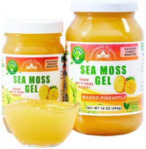 eversmith organics - wildcrafted irish sea moss gel | made in usa | rich in vitamins & minerals | sea moss gel organic raw | nutritional supplement | mango pineapple (16 oz)