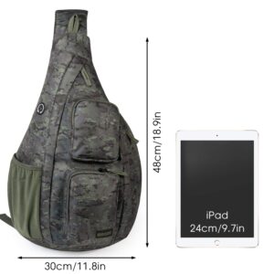 WANDF Sling Bag One Strap Backpack Travel Crossbody Backpack Water-resistant (L-Camouflage, Large)