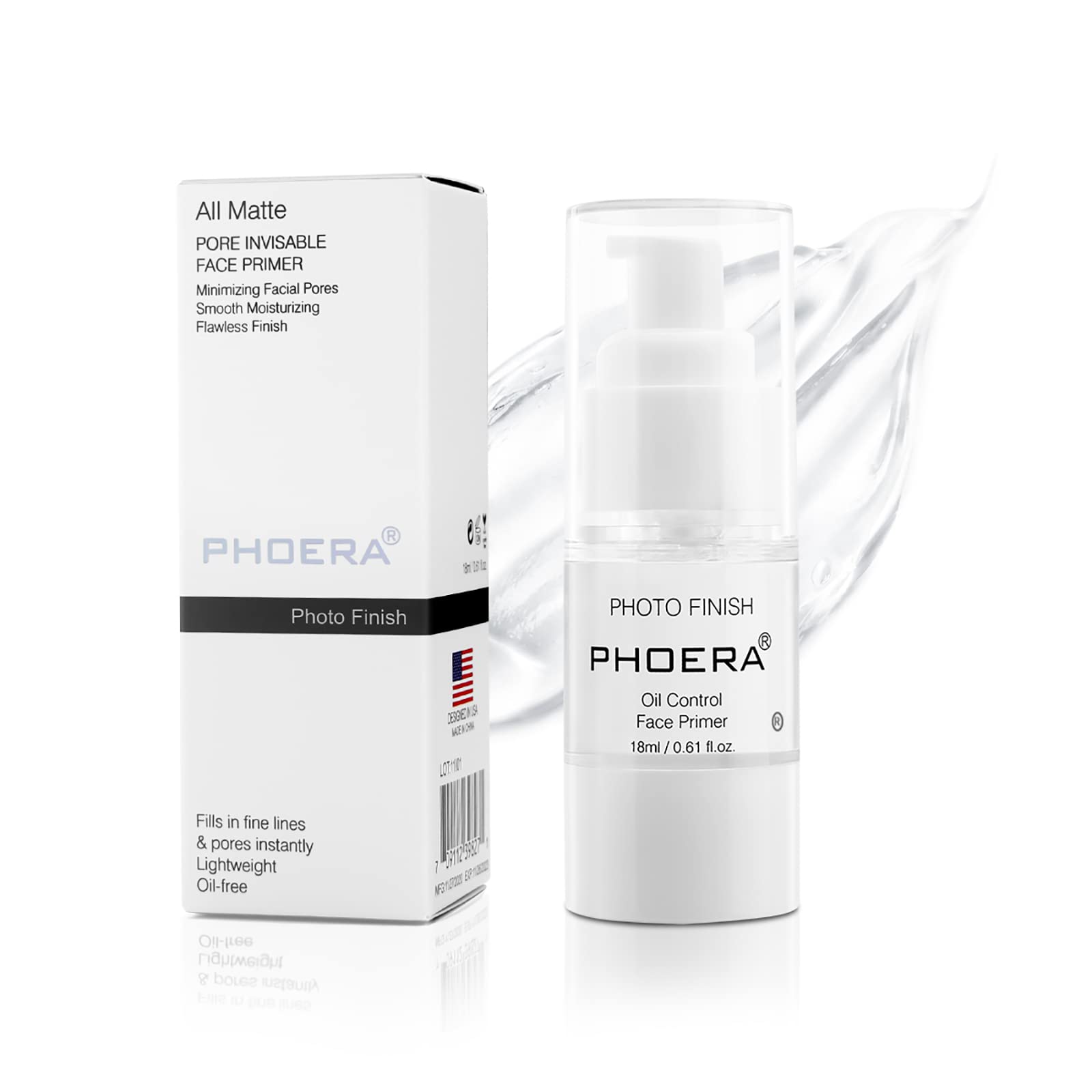 PHOERA Primer Face Foundation Primers,Face Primer for Makeup Long Lasting Hydrating Smoothing Isolated Moisturizing Oil Free Effect Make Up Base Matte Makeup Primer (18ml)