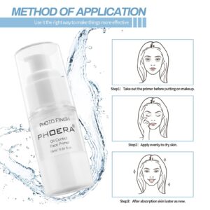 PHOERA Primer Face Foundation Primers,Face Primer for Makeup Long Lasting Hydrating Smoothing Isolated Moisturizing Oil Free Effect Make Up Base Matte Makeup Primer (18ml)