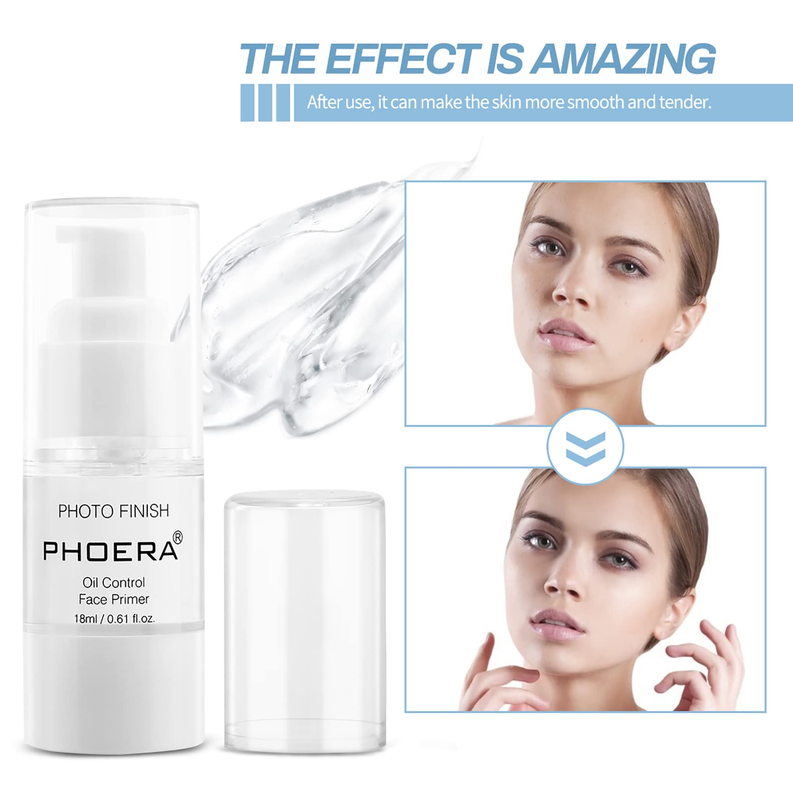 PHOERA Primer Face Foundation Primers,Face Primer for Makeup Long Lasting Hydrating Smoothing Isolated Moisturizing Oil Free Effect Make Up Base Matte Makeup Primer (18ml)