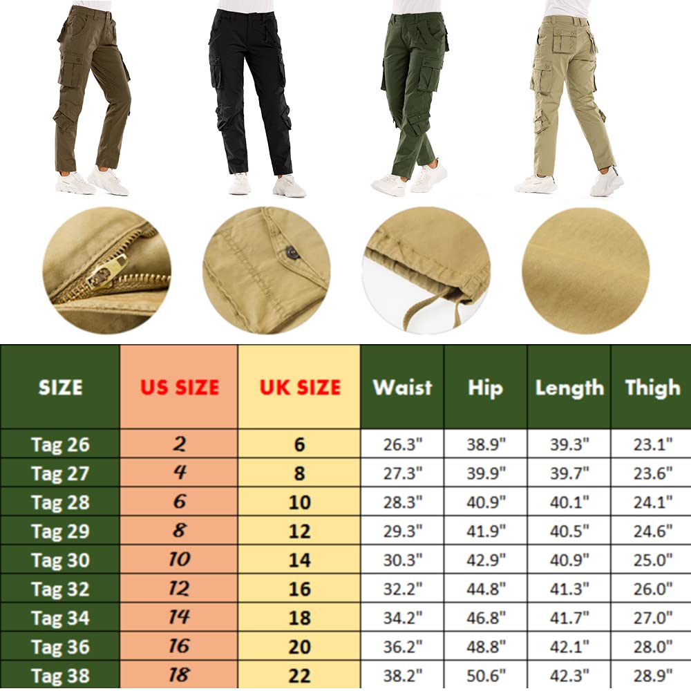 Raroauf Work Cargo Pants Womens Cotton Casual Military Combat Tactical Pants,Rip-Stop Outdoor Hiking Trousers Camo N US 4