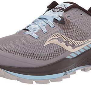 Saucony Women's Peregrine 11 Trail Running Shoe, Zinc/Sky/Loom, 9