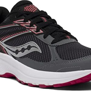 Saucony Women's Cohesion 14 Road Running Shoe, Charcoal/Coral, 8