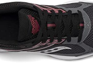 Saucony Women's Cohesion 14 Road Running Shoe, Charcoal/Coral, 8