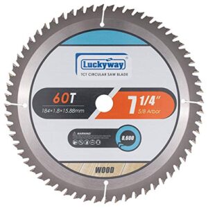 luckyway 7-1/4 inch 60t finish with 5/8 inch arbor tct circular saw blade for cutting wood