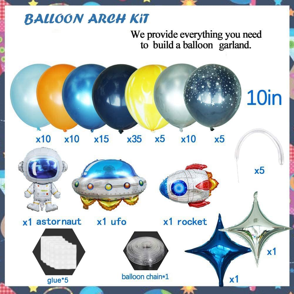 Felice Arts Outer Space Party Balloons kit Space Party Supplies Decoration with Rocket Astronaut Balloon for Birthday Party Baby Shower Sloar System Party