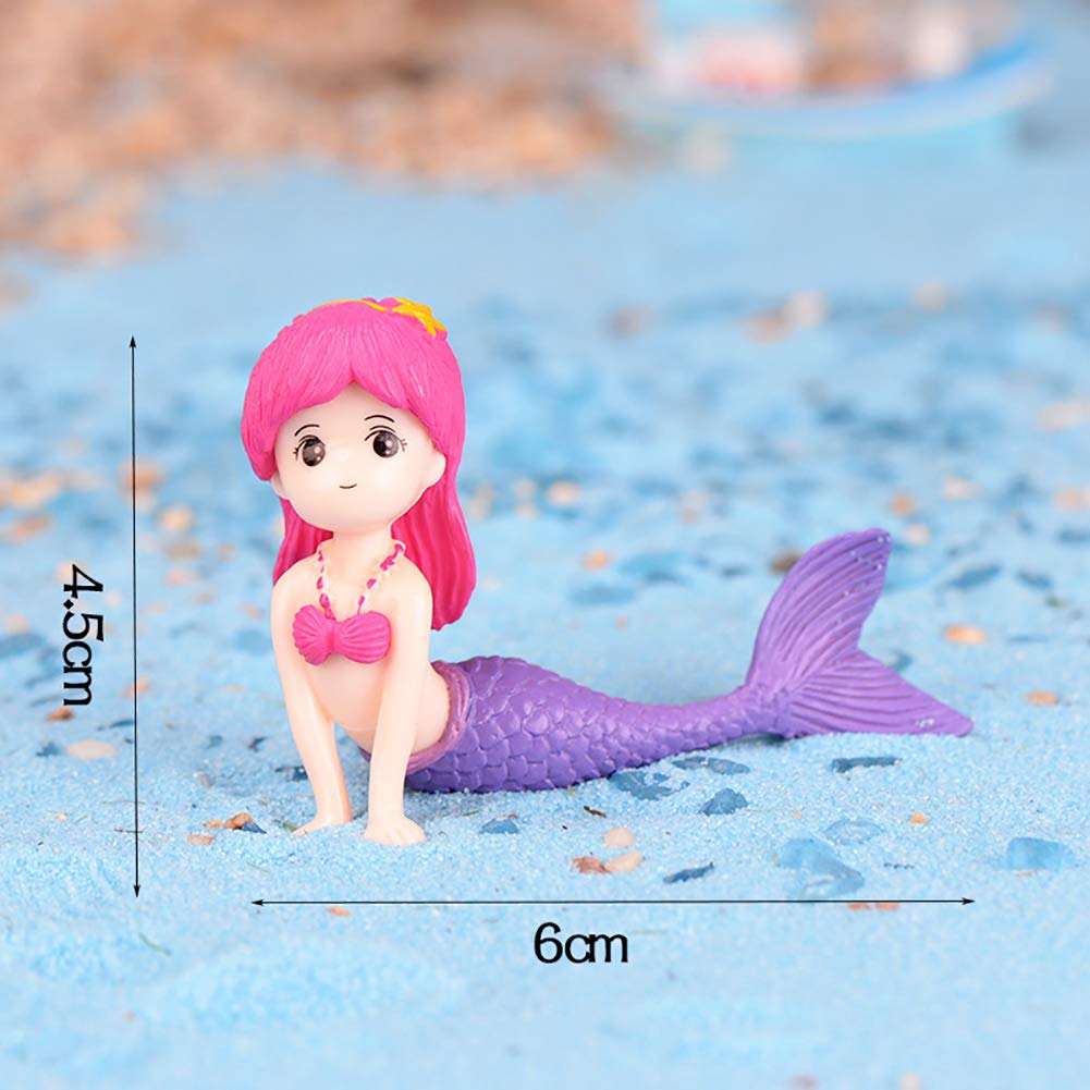 Miniature Mermaid Figurines 4 Pcs, Mini Mermaid Toy Figure Collection Playset Doll Birthday Cake Toppers Decoration Wedding Party Supplies Moss Landscape DIY Terrarium Crafts Ornament